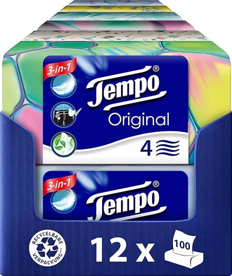 Amazon.com: Tempo Facial Tissues, 12 Tissue Boxes, 100 Tissues per Box ...