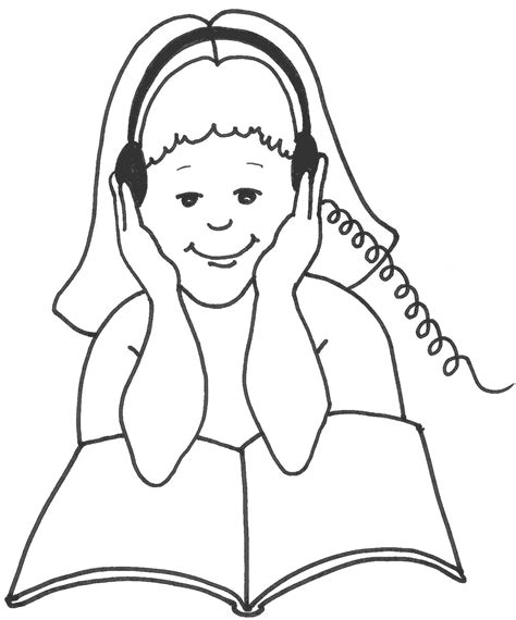 clipart black and white listening - Clip Art Library