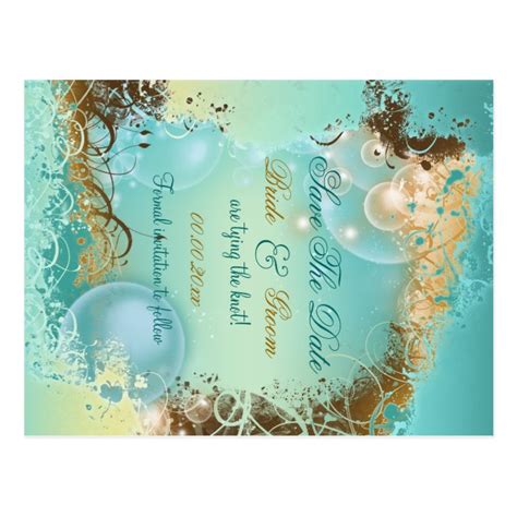 "Save the date" beach theme wedding aqua Postcard | Zazzle