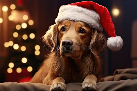 Santa S Little Helper Dog in a Santa Hat Stock Illustration ...