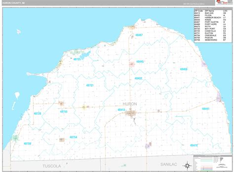 Huron County, MI Wall Map Premium Style by MarketMAPS - MapSales.com