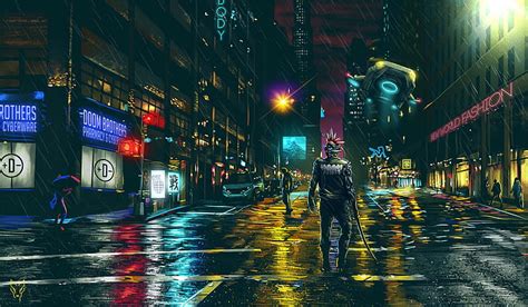 Obra de arte, paisaje urbano, cyberpunk, cyberpunk oscuro, futurista, noche, Fondo de pantalla ...