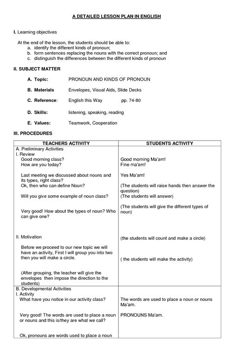 SOLUTION: A Detailed Lesson Plan in English Study Notes - Studypool