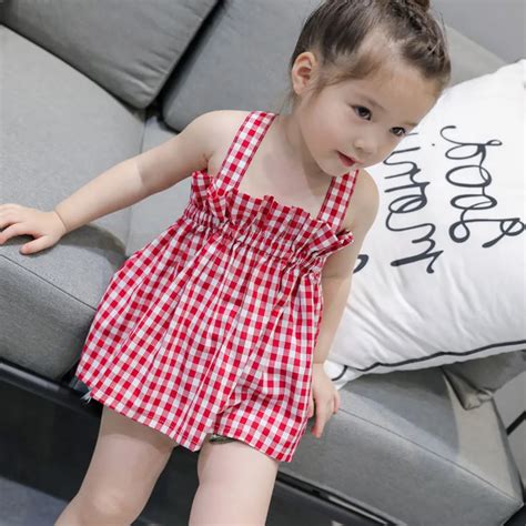 Infant Baby Summer Dress Kids Girl Toddler Sunflower Plaid Sleeveless Backless Clothes Outfits 2 ...