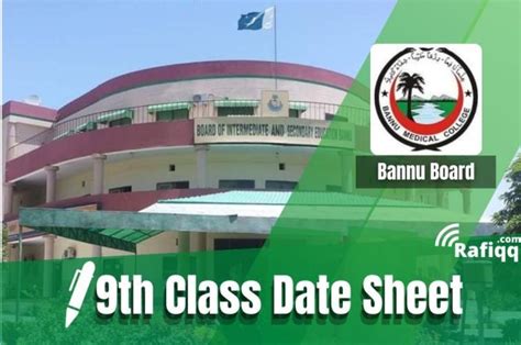 9th Class Date Sheet 2023 BISE Bannu Board - Rafiqq.com