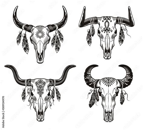 Native American Cow Skull Tattoo