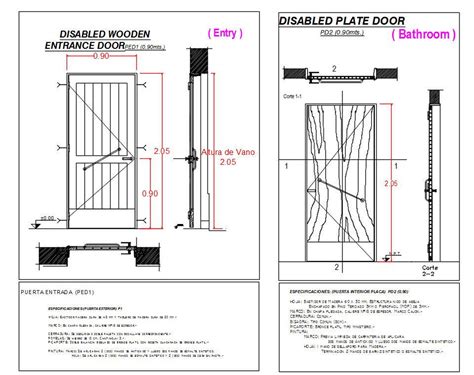 Wooden Door Plan And Elevation Drawing AutoCAD Drawing Fee Download ...