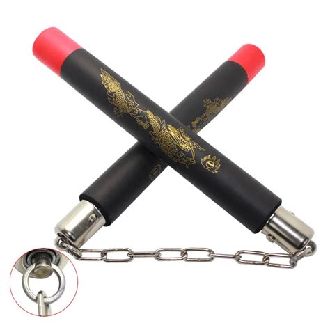 Hot Martial Arts Foam Nunchucks Bruce Lee Nunchaku Dragon Pattern Black For Kung Fu Nun Chucks ...