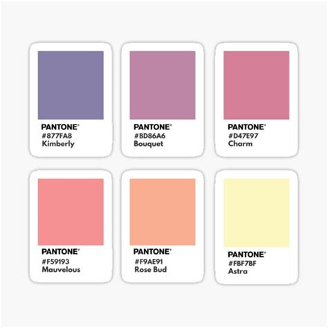 "pastel purple, pink and yellow tones palette pantone color swatch" Sticker for Sale by ...