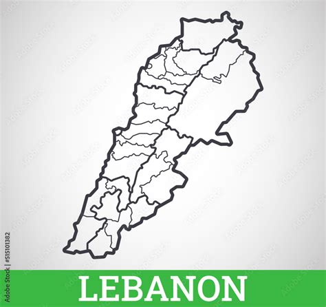 Simple outline map of Lebanon. Vector graphic illustration. Stock ...