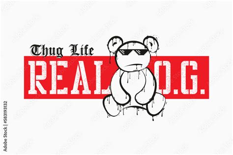 Graffiti bear that melts with meme pixel glasses and slogan for t-shirt design. Tee shirt with ...