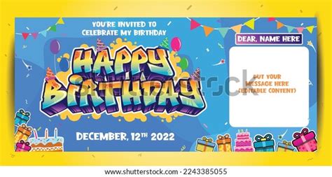 Happy Birthday Greeting Text Graffiti Style Stock Vector (Royalty Free ...