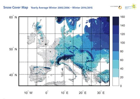 Number of Days with Snow Cover in Europe [2005-2015 Annual Average] : r ...