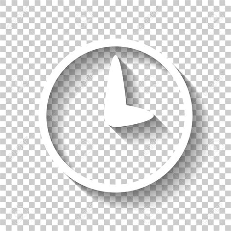 Simple icon of clock. White icon with shadow on transparent background ...