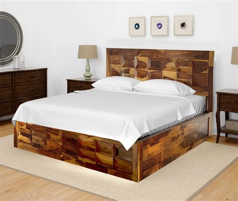 Wakeup Sheesham Solid Wood King Size Bed With Storage Rosewood Bedroom ...