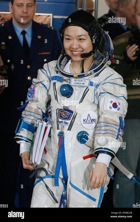 South Korean astronaut Yi So-yeon, a member of the new crew of the next manned mission to the ...