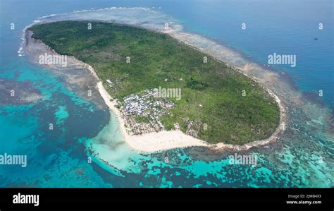 An aerial drone view of a beautiful island in the Philippines with crystal water Stock Photo - Alamy