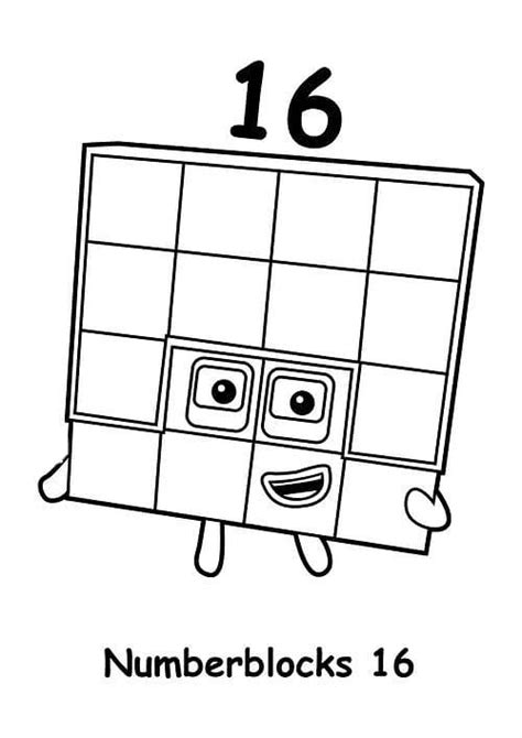 Numberblocks Sixteen Coloring Page - Free Printable Coloring Pages