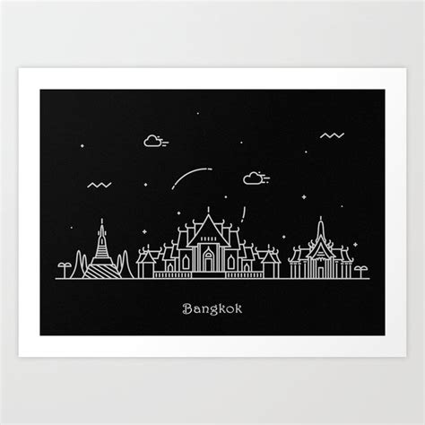 Bangkok Minimal Skyline Drawing Art Print by A Deniz Akerman | Society6