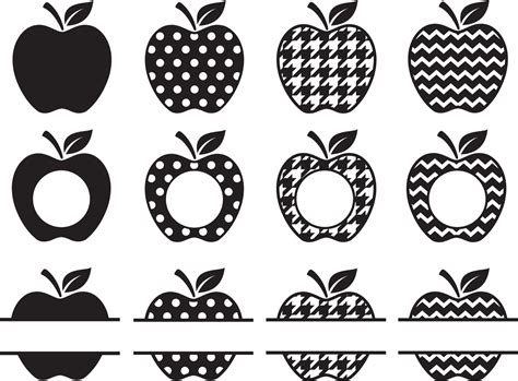 Apple Name Frame Svg Bundle, Apple Svg, Apple Clipart, Apple Monogram ...