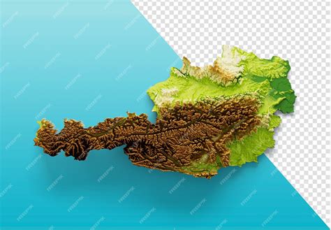 Premium PSD | Austria map shaded relief color height map onisolated background 3d illustration