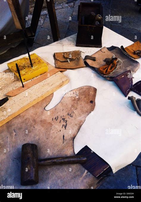 Leather craft tools hi-res stock photography and images - Alamy