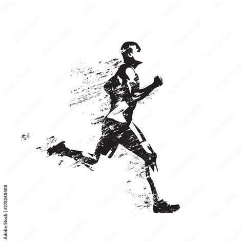 Running man, abstract isolated vector silhouette. Run, sprinting ...