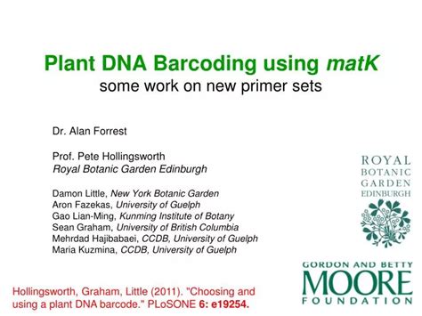 PPT - Plant DNA Barcoding using matK some work on new primer sets PowerPoint Presentation - ID ...