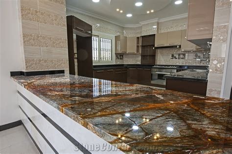 Rainforest Brown Marble Kitchen Countertop from Poland - StoneContact.com