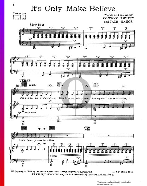 It's Only Make Believe (Conway Twitty) Piano Sheet Music - OKTAV