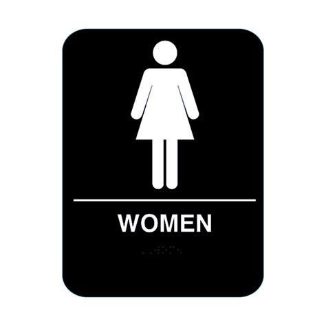 Women Restroom Sign With Braille Black #CR-W68-BL