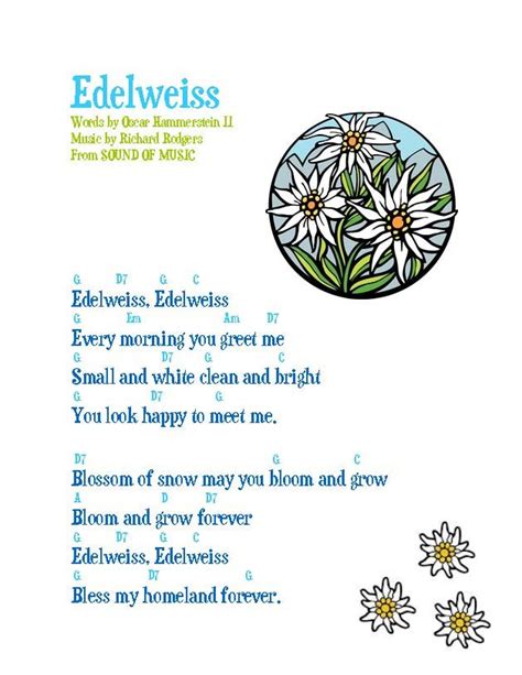 Edelweiss (lyric sheet with guitar chords) Words by Oscar Hammerstein ...