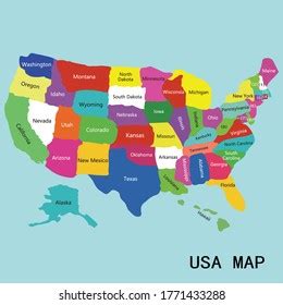Usa Map States Stock Vector (Royalty Free) 210603862 | Shutterstock