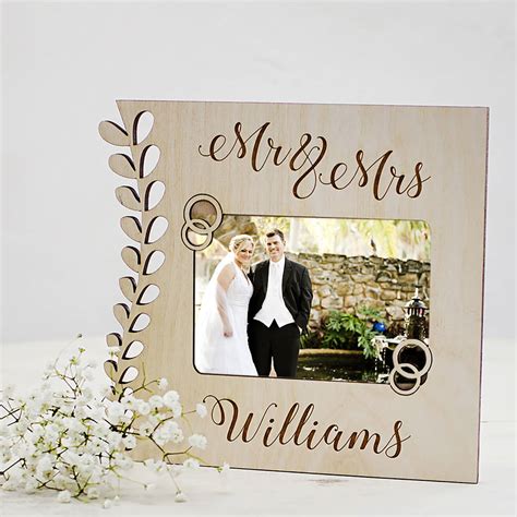 Mr And Mrs Personalised Wooden Wedding Frame By Natural Gift Store