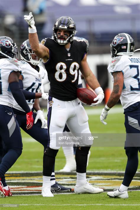 Baltimore ravens tight end mark andrews celebrates a successful catch ...