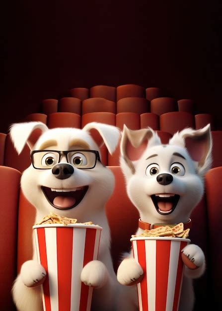 Free AI Image | 3d dogs at the cinema watching a movie