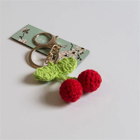 Crochet fruit keychain Amigurumi fruit keychains cherry | Etsy