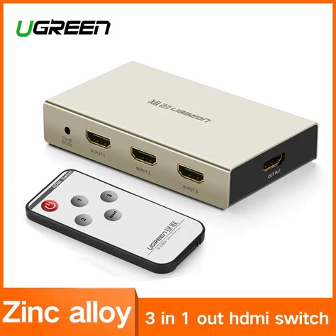 Ugreen HDMI Switch 4K HDMI Hub 3 in 1 out 3 Ports HDMI Switcher with ...