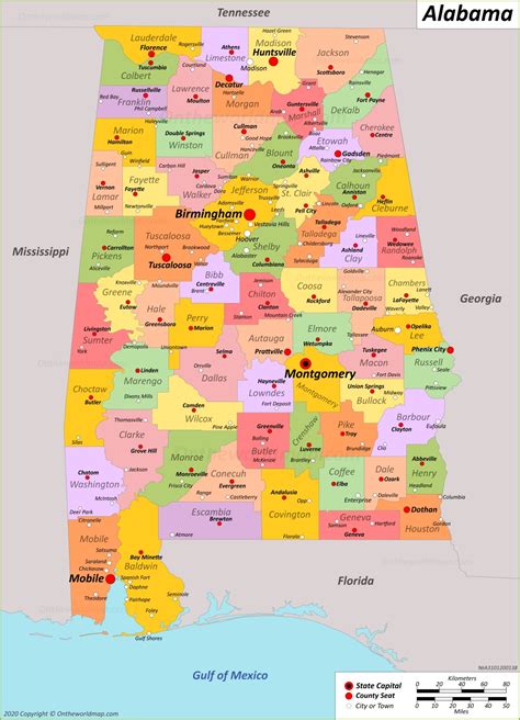 Alabama State Map | USA | Maps of Alabama (AL)