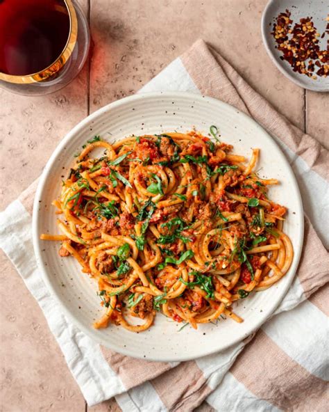 Sausage & Fennel Pasta with Crushed Tomato Sauce - Rainbow Plant Life