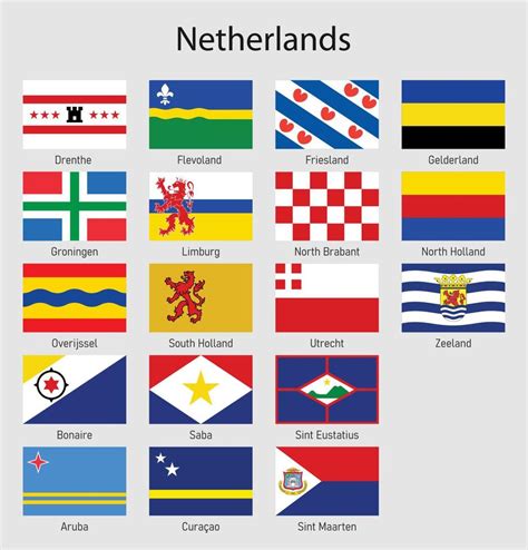 Flags of the provinces of Netherlands, All Dutch regions flag co ...