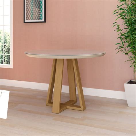 Manhattan Comfort Duffy 45.27 Modern Round Dining Table with Space for 4 in Off White - Walmart ...