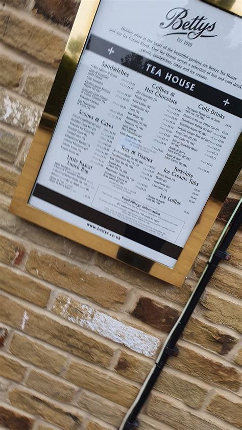 Menu at Bettys Café Tea Rooms - Harlow Carr cafe, Harrogate