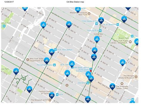 NYC Citi Bike Station map of Penn Station