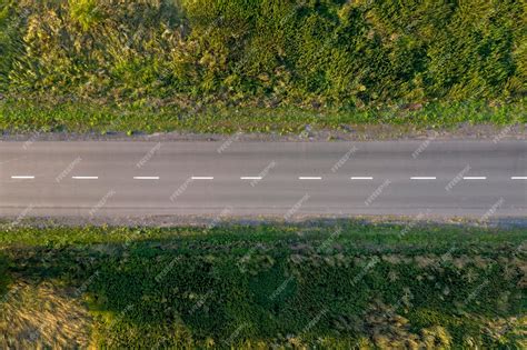 Premium Photo | Asphalt road view from above drone shooting