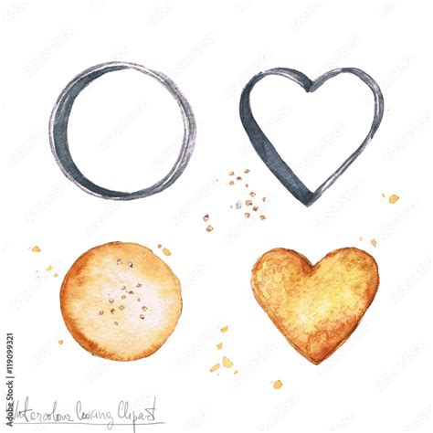 Clip Art Illustration of Heart Shaped Cookies and Baking Sheet - Clip Art Library