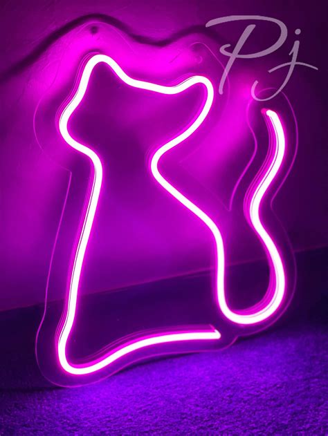 Cat lamp Cat sign Over the bed wall decor Lampe art deco Neon | Etsy