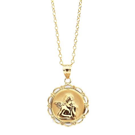 10K Yellow Gold Angel Medallion Pendant