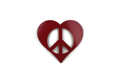 Metal Heart Peace Sign Garden Sign, Valentine heart, heart hanging sign, peace and love, peace ...