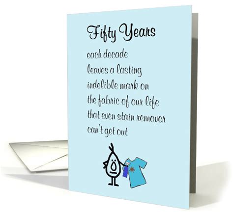 Fifty Years, A Funny Happy Fiftieth Birthday Poem card (1566672)